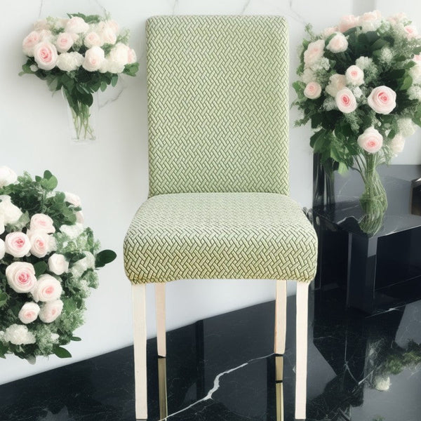 Chair Cover Cypress Green Small Knitted Design Anti Dirt Elastic Dining Room Kitchen Wedding Hotel Banquet Restaurant Slipcovers