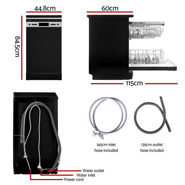 Devanti 10 Place Settings Freestanding Dishwasher Black Dishwashers