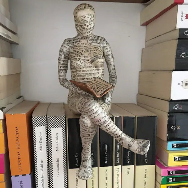 Reading Thoughtful Woman Resin Ornament Bookshelf Home Decor