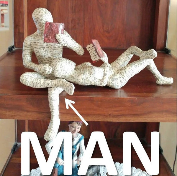 Reading Thoughtful Woman Resin Ornament Bookshelf Decor Sculptures & Figurines