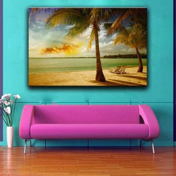 Beautiful Beach Prints For Decoration Multi X24 35 Inch No Frame Posters & Prints