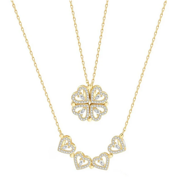 Veile Studios Beautiful Heart Four Leaf Clover Necklace Women Jewellery Necklaces & Pendants