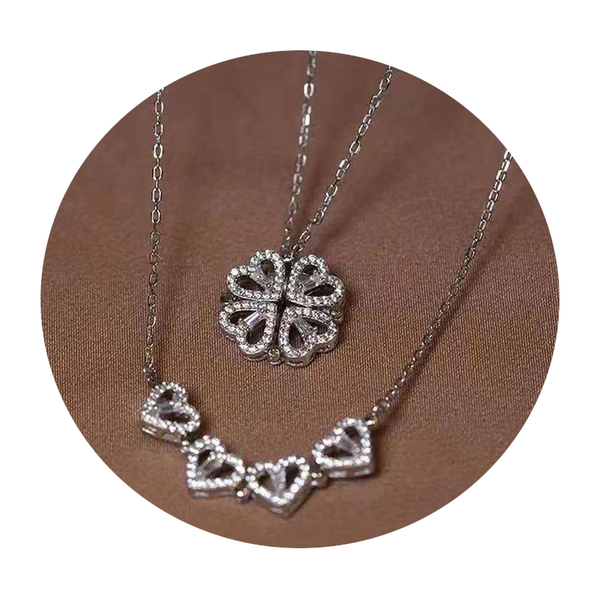 Veile Studios Beautiful Heart Four Leaf Clover Necklace Women Jewellery Necklaces & Pendants