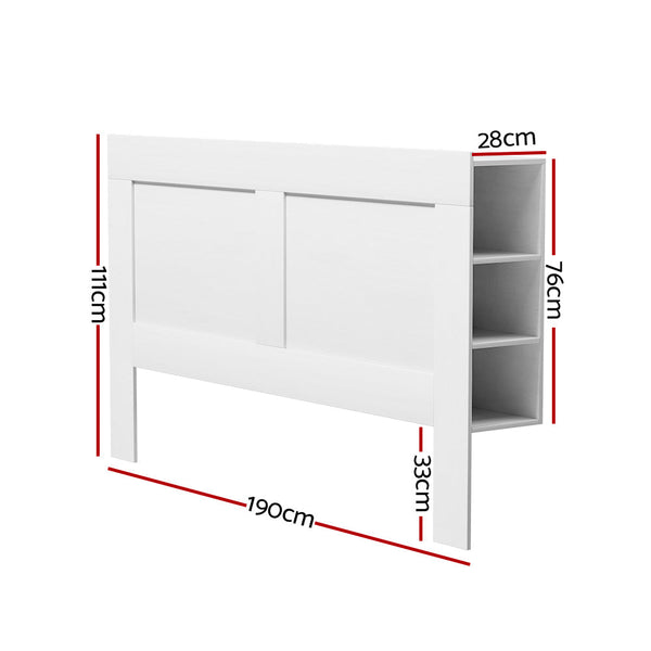 Artiss Bed Frame King Size Head With Shelves Headboard Bedhead Base White Headboards & Footboards
