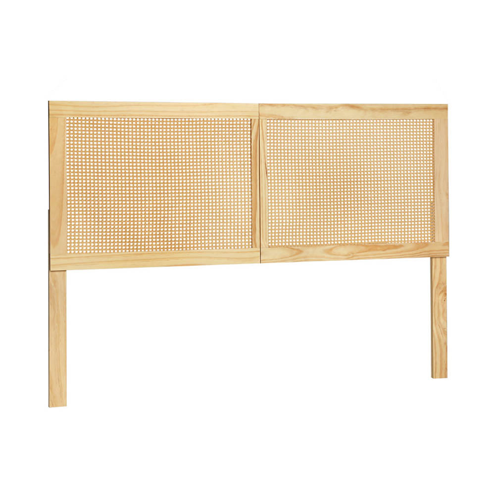 Artiss Bed Head Double Size Rattan Ribo Pine Headboards & Footboards