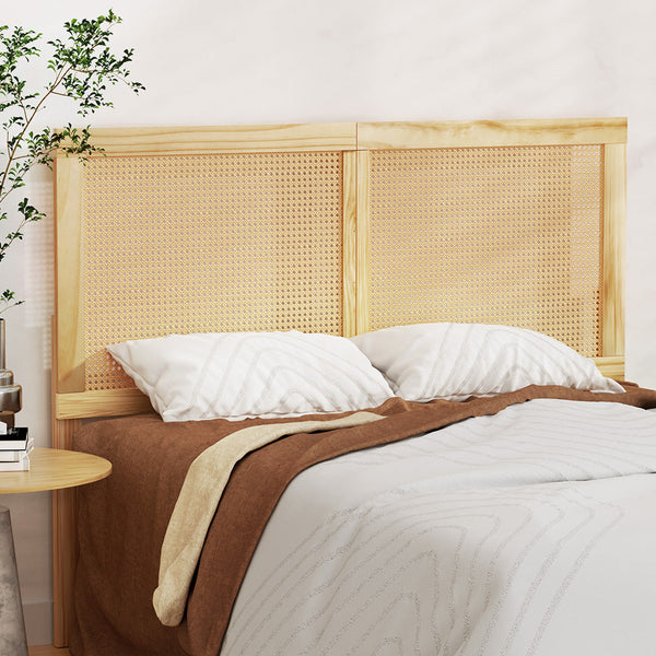 Artiss Bed Head Double Size Rattan Ribo Pine Headboards & Footboards
