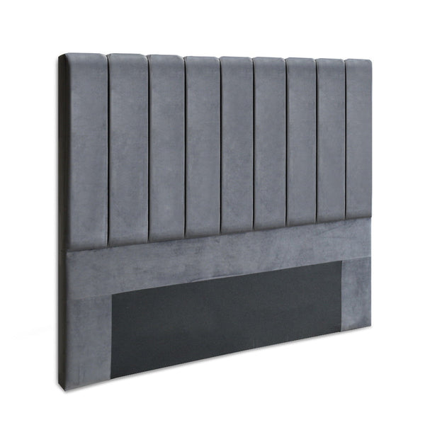 Artiss Bed Head Headboard Double Size Bedhead Velvet Frame Base Vela Grey Double Bed Frames