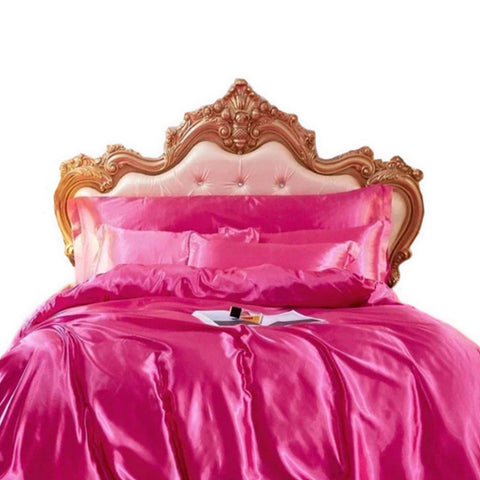 Beddings Hot Pink Us Twin Size Satin Smooth Duvet Cover Set Luxury Polyester Quilt Covers