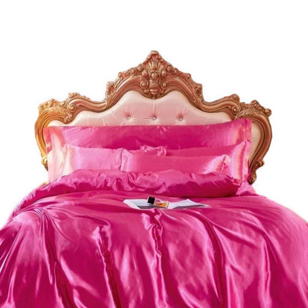 Beddings Hot Pink Us Queen Size Satin Smooth Duvet Cover Set Polyester Quilt Covers