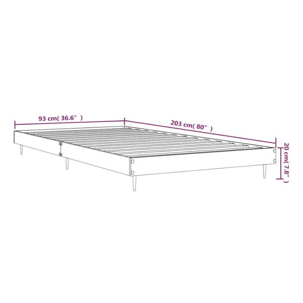 Bed Frame White 92X187 Cm Single Size Engineered Wood Single Bed Frames