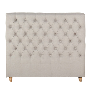 Bed Head King Size French Provincial Headboard Upholsterd Fabric Beige