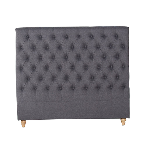 Bed Head King Size French Provincial Headboard Upholsterd Fabric Charcoal