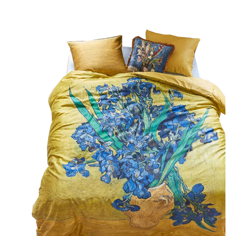 Bedding House Irises Yellow Cotton Sateen Quilt Cover Set