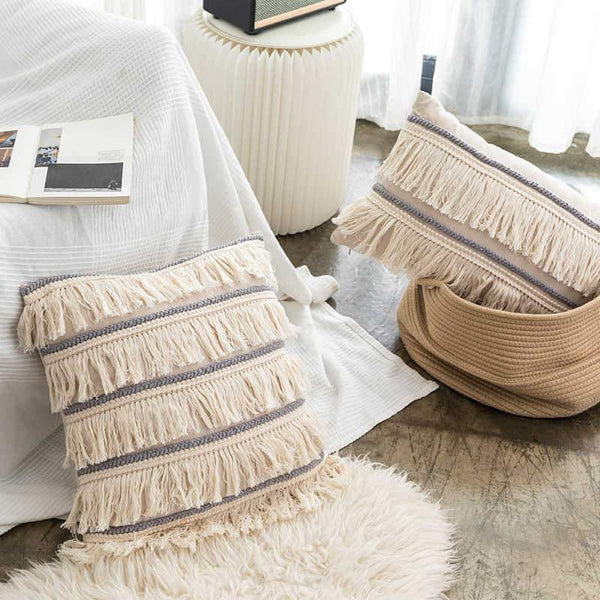 Boho Fringe Tassel Cushion Cover Home Decor