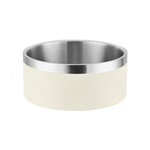 Beige And Silver Premium 304 Stainless Steel Pet Bowl (64Oz) Non Slip Anti Tip Food & Water Dish For Dogs Cats Durable Easy Clean Dog Bowls