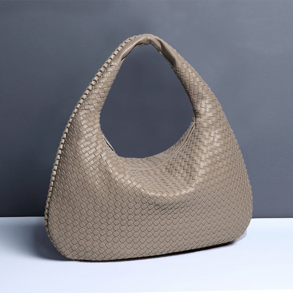 Elegant Woven Pu Leather Hobo Bag Stylish Large Capacity Shoulder Handbag For Women Women's Bags & Handbags
