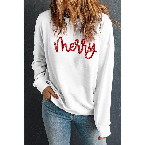 Beige Merry Graphic Christmas Crew Neck Sweatshirt Xl Hoodies & Sweatshirts