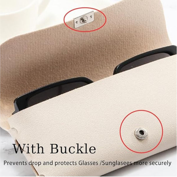 Beige Sleek Pu Leather Eyeglass Pouch Set (3 Pack) Slim Protective Case For Sunglasses Eyeglass Cases & Storage