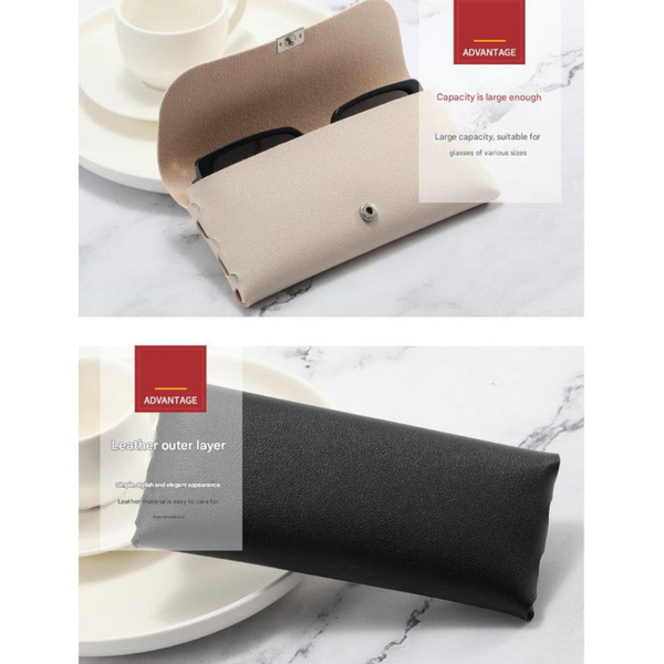 Beige Sleek Pu Leather Eyeglass Pouch Set (3 Pack) Slim Protective Case For Sunglasses Eyeglass Cases & Storage