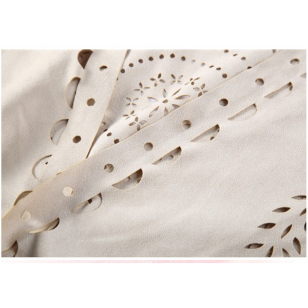 Beige Suede Wheat Tassel Triangle Scarf Autumn Warm Shawl For Women Hollow Out Fringe Design Scarves & Wraps