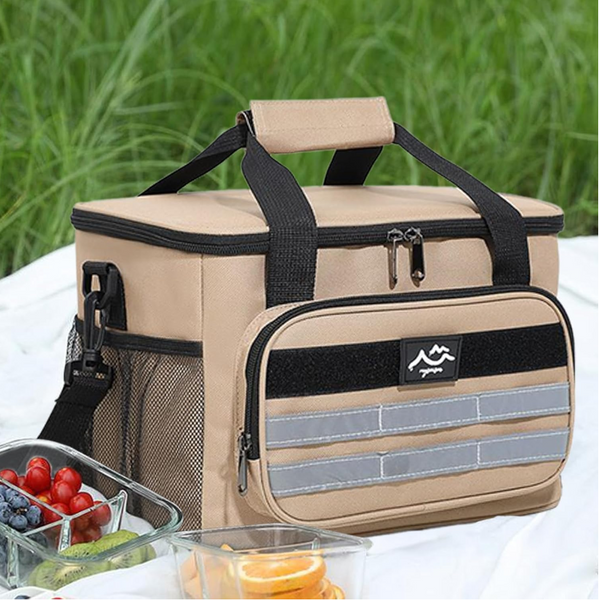 Beige Versatile Large Capacity Picnic Insulated Bag Detachable Shoulder Strap & Ice Pack Picnic Baskets & Backpacks