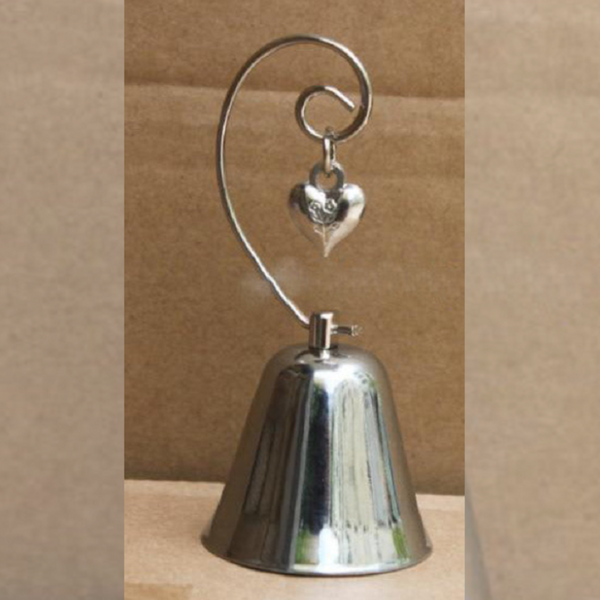 10 Pack Of Silver Wedding Kissing Bell Name Card Stand Holder With Heart In Ring