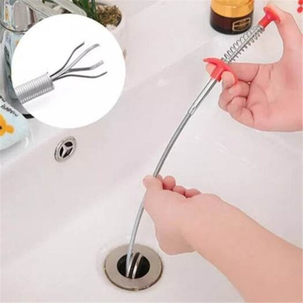 Bendable Pipe Cleaner Sewer Tub Hair Removal Toilet Kitchen Cleaning Tools Silver Drain & Toilet Plungers