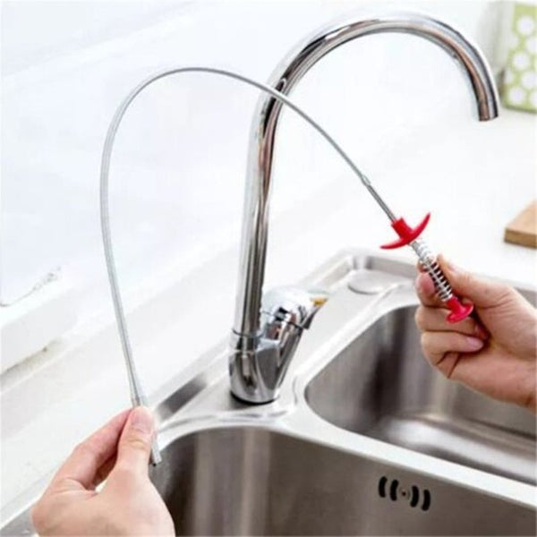 Bendable Pipe Cleaner Sewer Tub Hair Removal Toilet Kitchen Cleaning Tools Silver