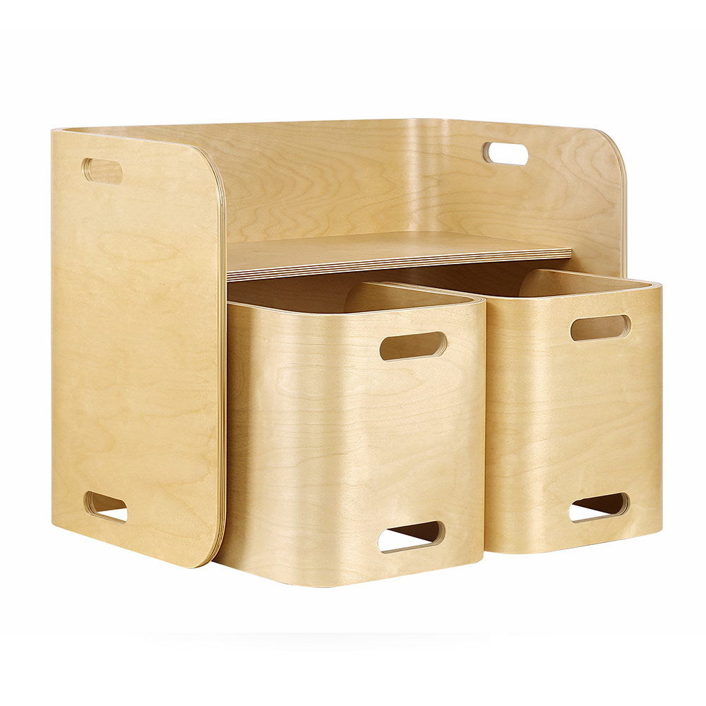 Keezi 3 Pc Nordic Kids Table Chair Set Beige Desk Activity Compact Children Kids Play Table & Chair Sets