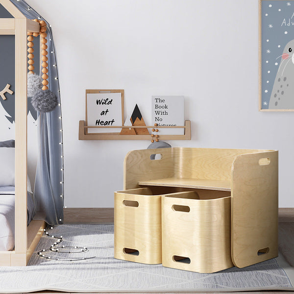 Keezi 3 Pc Nordic Kids Table Chair Set Beige Desk Activity Compact Children Kids Play Table & Chair Sets