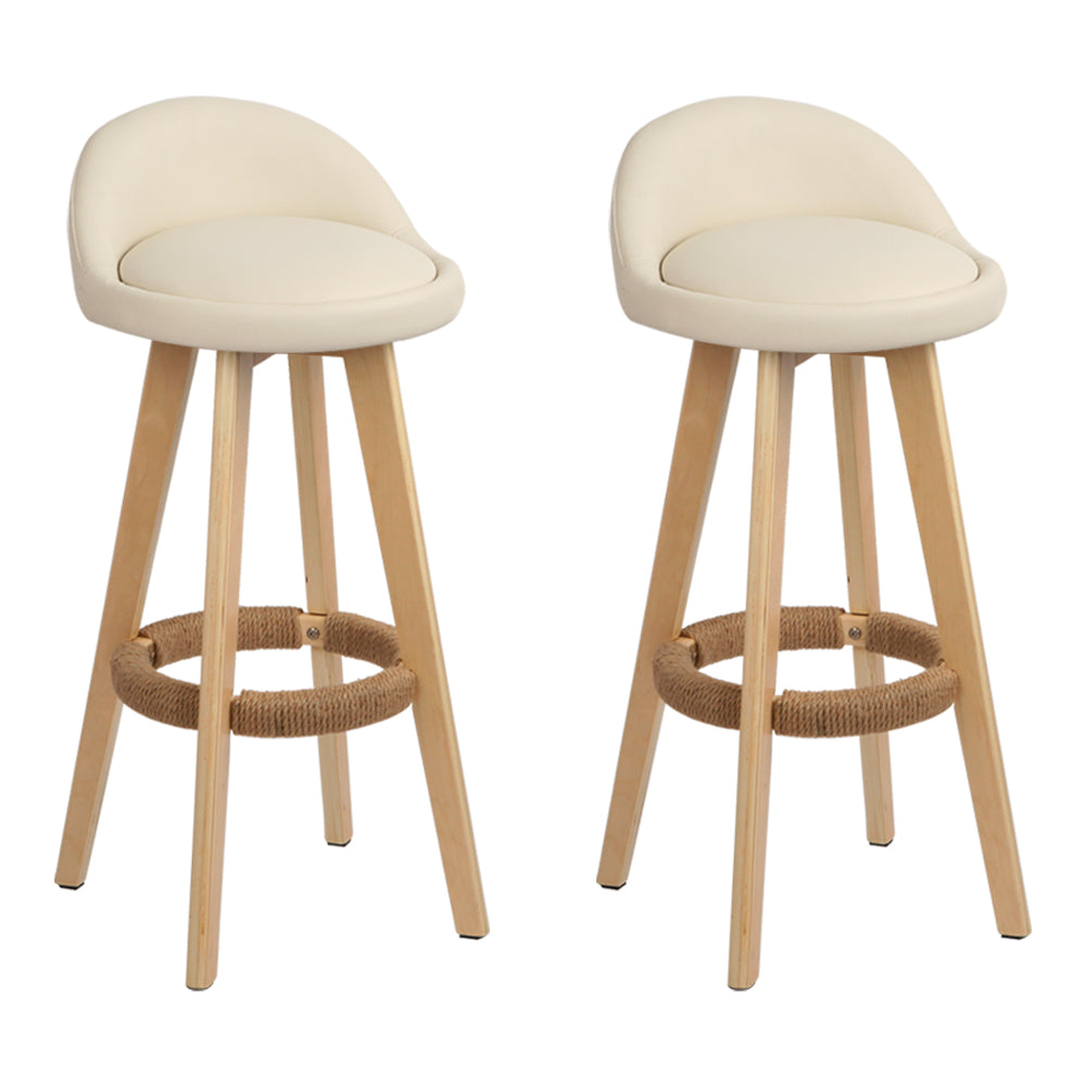 Artiss Set Of 2 Pu Leather Backrest Bar Stools Beige Benches Bar Stools