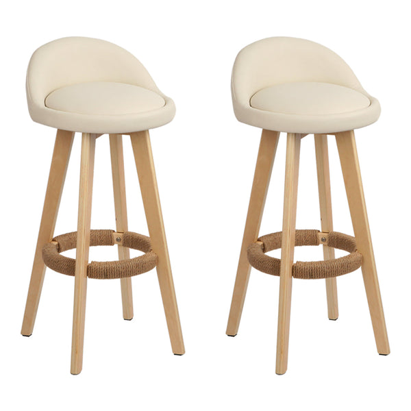 Artiss Set Of 2 Pu Leather Backrest Bar Stools Beige Benches Bar Stools