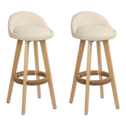 Artiss Set Of 2 Pu Leather Backrest Bar Stools Beige Benches Bar Stools
