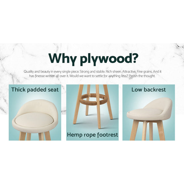 Artiss Set Of 2 Pu Leather Backrest Bar Stools Beige Benches Bar Stools