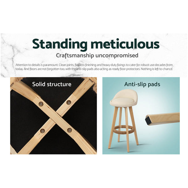 Artiss Set Of 2 Pu Leather Backrest Bar Stools Beige Benches Bar Stools