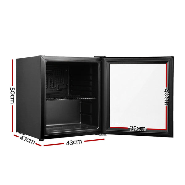 Devanti 46L Glass Door Bar Fridge Mini Countertop Bottle Cooler Mini Fridges