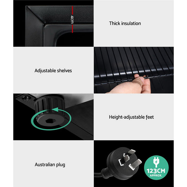 Devanti 46L Glass Door Bar Fridge Mini Countertop Bottle Cooler Mini Fridges