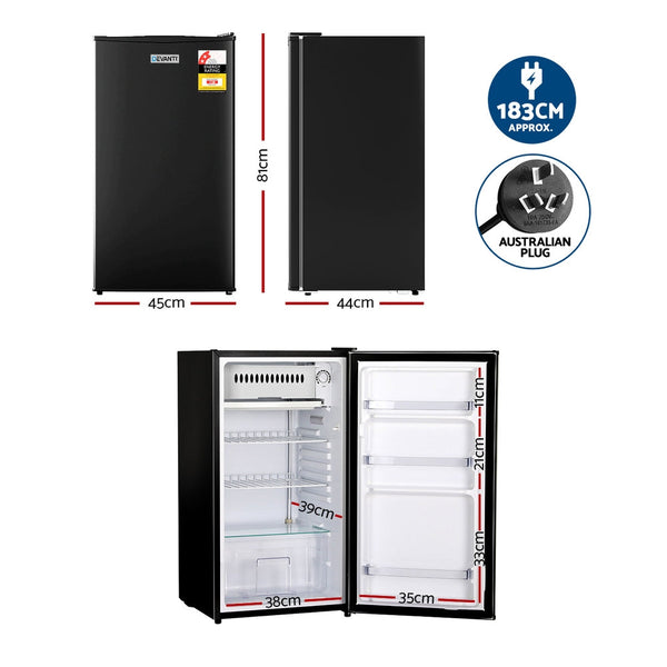 Mini Fridges Devanti 95L Bar Fridge Black