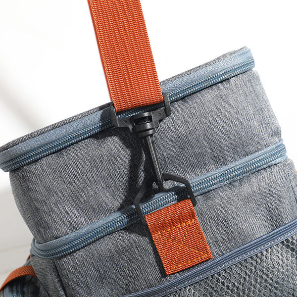 Handheld Crossbody Insulation Bag Lunch Meals Double Compartment Lunchboxes