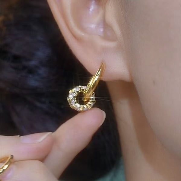 Veile Studios Silver Needle Zircon Ab Dual Wear Double Sided For Women Fashion Accessories Earrings