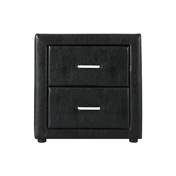 Artiss Pvc Leather Bedside Table - Black