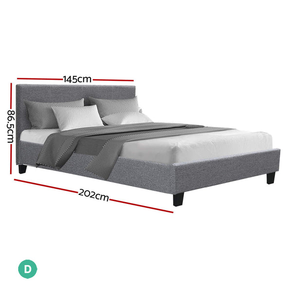 Artiss Neo Bed Frame Fabric Grey Double Double Bed Frames