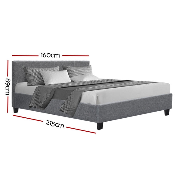 Artiss Neo Bed Frame Fabric Grey Queen Queen Bed Frames