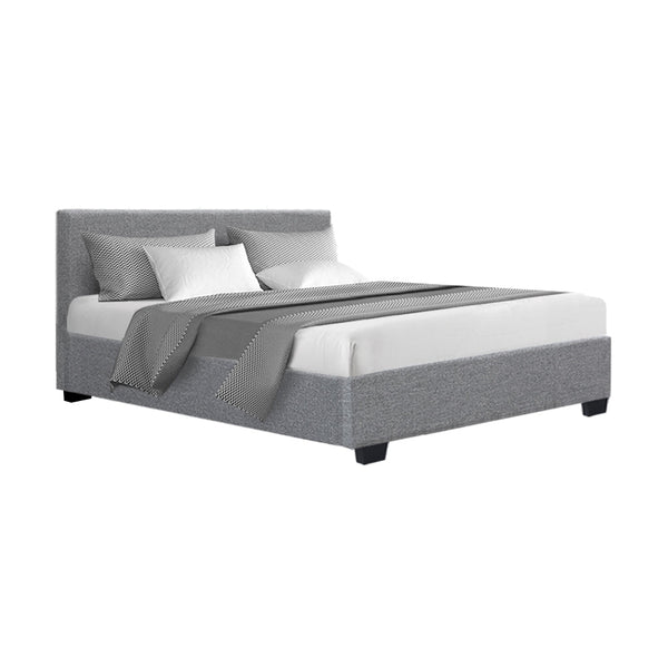 Artiss Nino Bed Frame Fabric Grey Double Double Bed Frames