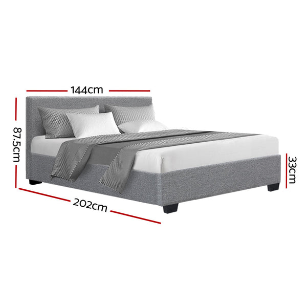 Artiss Nino Bed Frame Fabric Grey Double Double Bed Frames