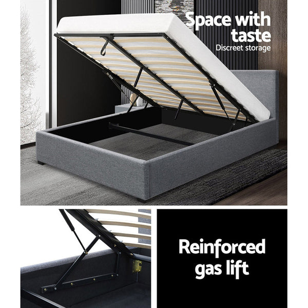 Artiss Nino Bed Frame Fabric Grey Double Double Bed Frames