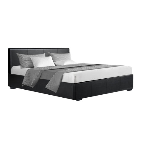 Artiss Nino Bed Frame Pu Leather Black Queen Queen Bed Frames