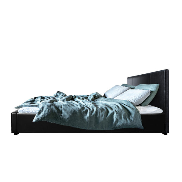 Artiss Nino Bed Frame Pu Leather Black Queen Queen Bed Frames