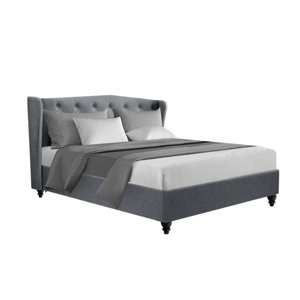 Artiss Pier Bed Frame Fabric Grey Double Double Bed Frames