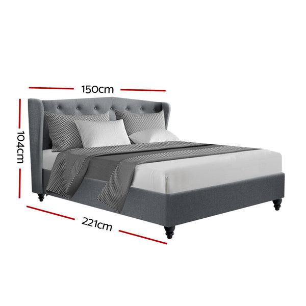 Artiss Pier Bed Frame Fabric Grey Double Double Bed Frames